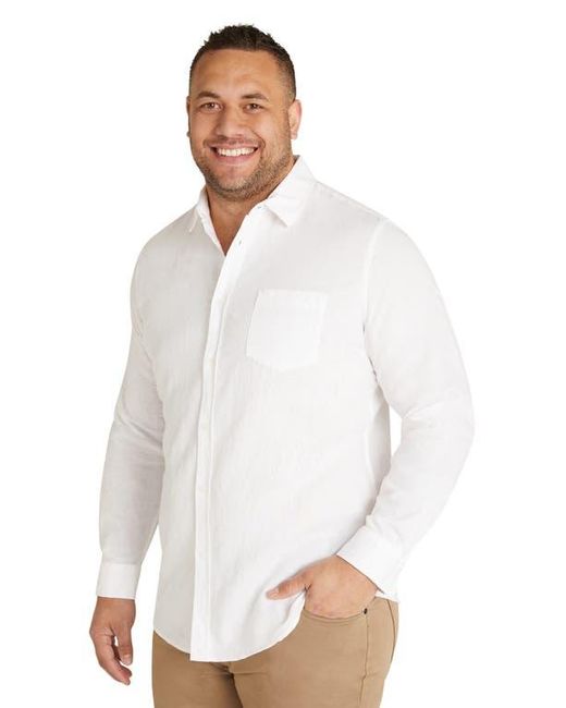 Johnny Bigg White Anders Linen Blend Button-Up Shirt for men
