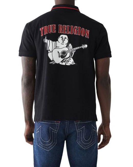 True Religion Black Logo Graphic Polo for men