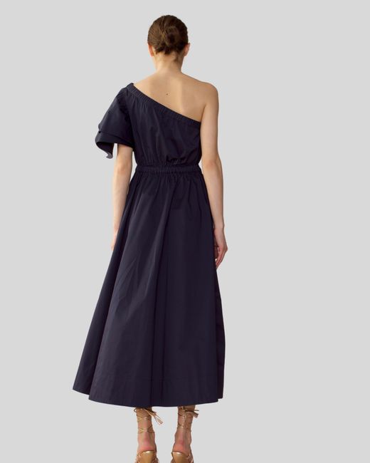 Cynthia Rowley Blue Cotton One Shoulder Midi Dress