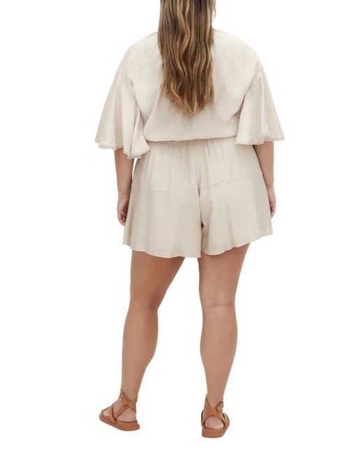 City Chic Natural Harlow Tassel Tie Romper