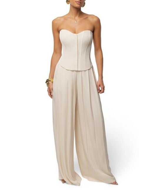 JLUXLABEL Natural Clara Pleated Wide Leg Trousers