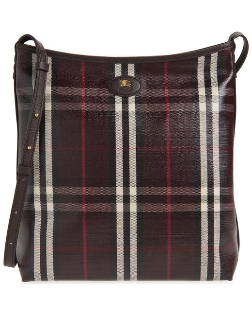 Burberry Brown Small Highlands Coated Canvas Crossbody Bag