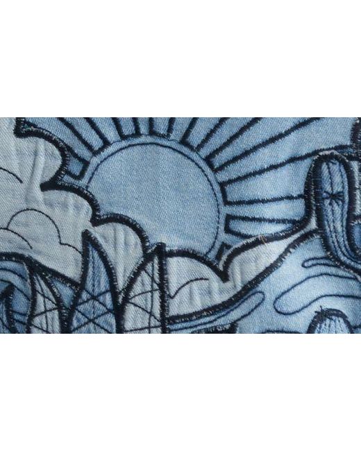 PTCL Blue Cactus Patch Embroidered Denim Jacket