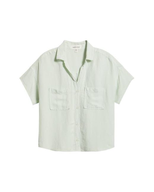 Cloth & Stone Green Linen Blend Short Sleeve Button-Up Shirt