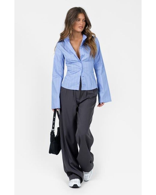 princess polly dress shirt Anni Pinstripe Shirt | Blue | Womens