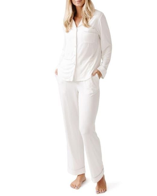 Cozy Earth White Long Sleeve Knit Pajamas