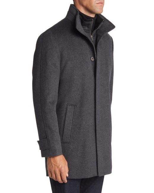 Nordstrom Black Hudson Bib Insert Wool Car Coat for men