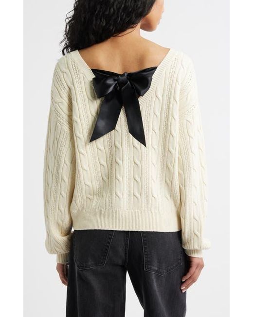 BP. Natural Bow Back Cable Knit Sweater