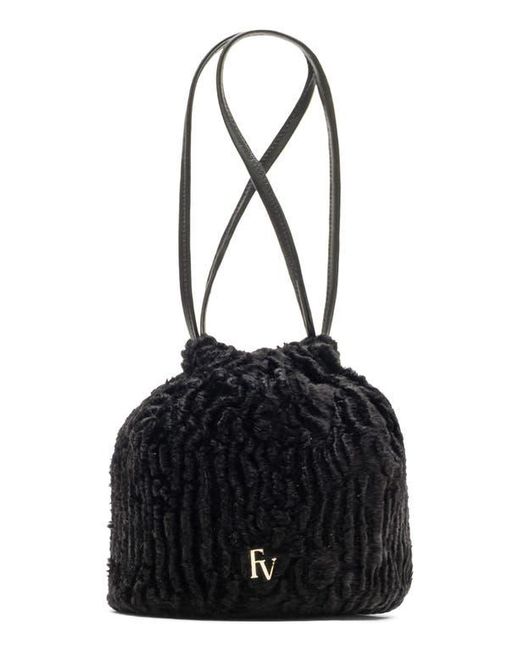 Frances Valentine Black Pouf Faux Fur Bucket Bag
