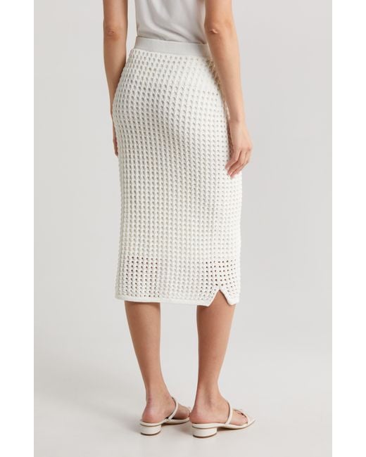 Vince Camuto White Open Stitch Sweater Skirt