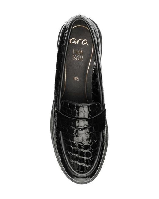 Ara Black Crescent Lug Penny Loafer