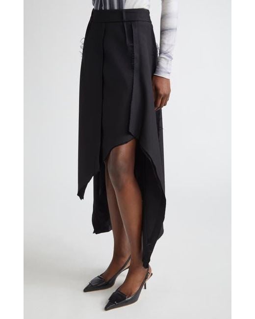 Jason Wu Black Inverted Seam Suiting Wool Asymmetric Midi Skirt