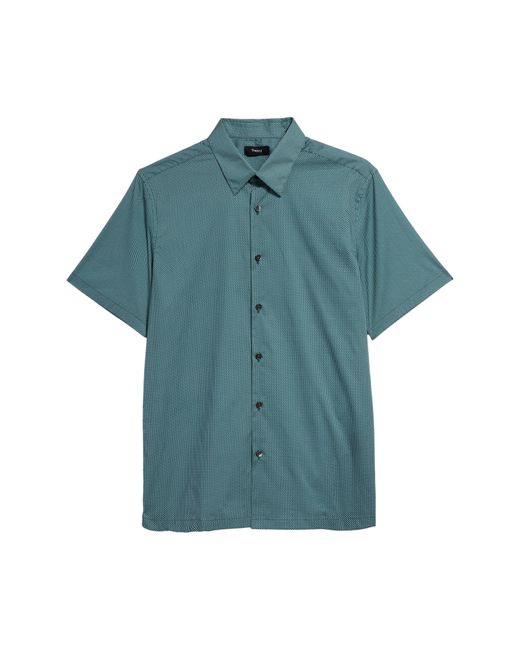 Theory Blue Irving Short Sleeve Cotton Button-up Shirt for men