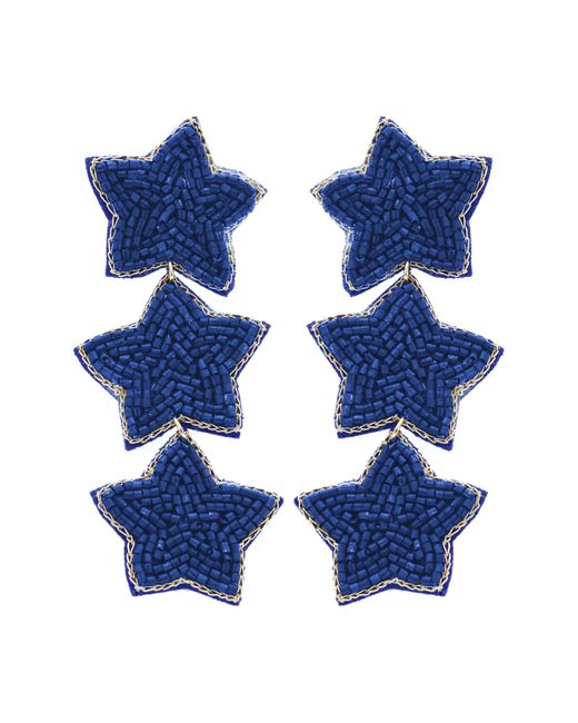 Panacea Blue Beaded Star Linear Drop Earrings