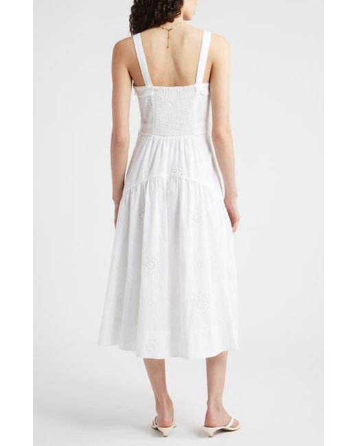 Chelsea28 White Removable Strap Eyelet Embroidery Midi Dress