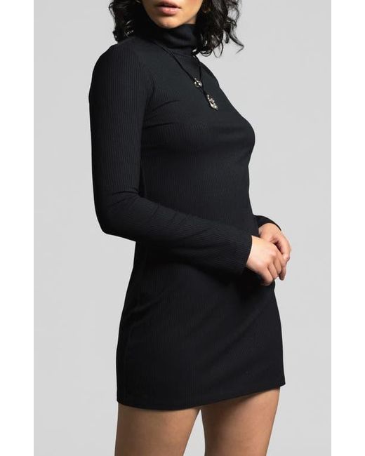 WEEKEND LOS ANGELES Black Penelope Turtleneck Long Sleeve Rib Minidress