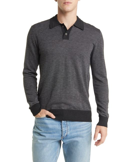 Rails Gray Greenwich Two Tone Long Sleeve Polo Sweater for men