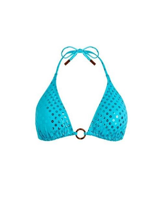 Vilebrequin Blue Triangle Bikini Top Relief Sparkling