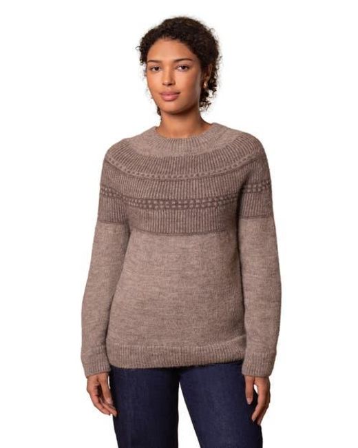Celtic & Co. Brown British Wool Yoke Pattern Sweater