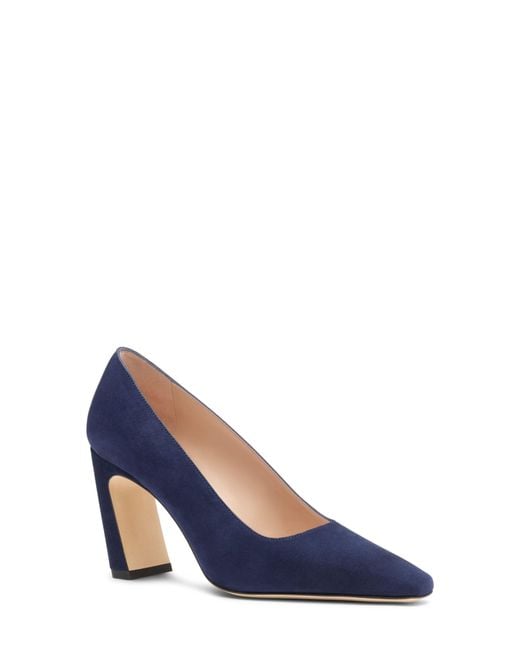 Stuart Weitzman Blue Stassi Croc Embossed Leather Pump