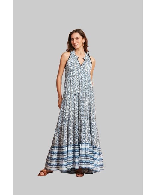 Ro's Garden Blue Sofia Maxi Dress