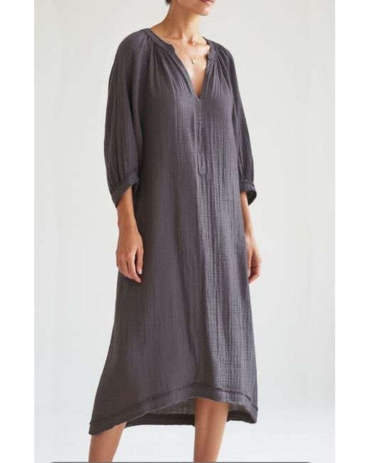 ocean + main Gray Gauze Dress With Pockets