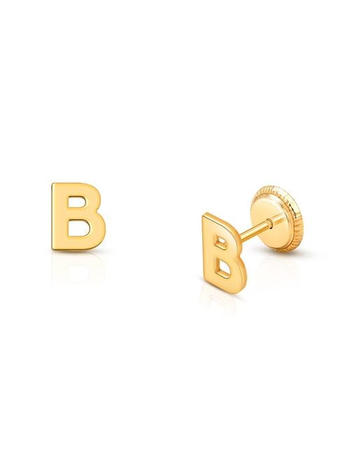 Tiny Blessings Metallic 14K Initial Studs Screw Back Earrings