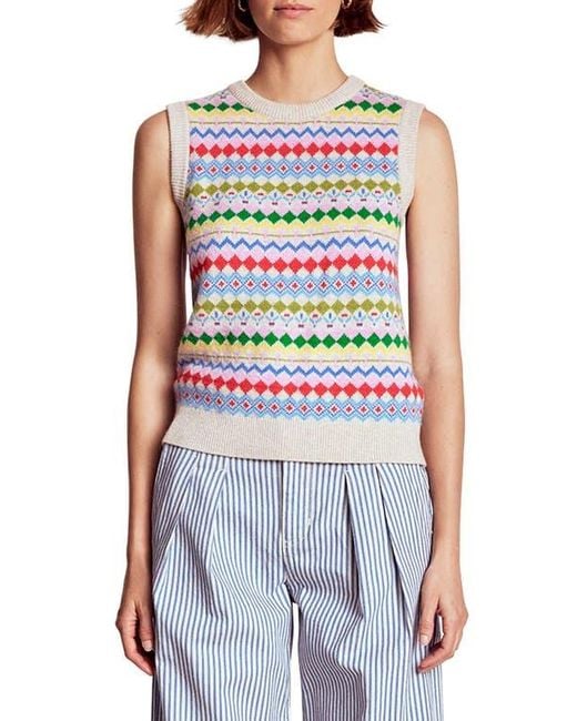 Boden Blue Edie Fair Isle Sweater Vest