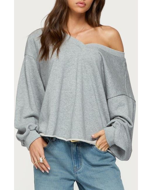 Edikted Gray Winfred Oversize One-Shoulder Sweatshirt