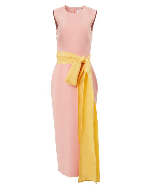 Carolina Herrera Contrast Sash Sleeveless Sheath Dress in Orange | Lyst