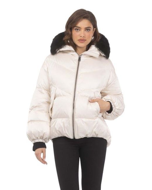 Gorski White Apres-Ski High-Low Jacket With Detachable Trim