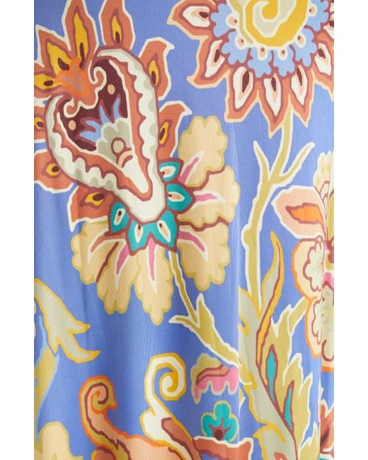 Etro Blue Floral Print Jersey Dress