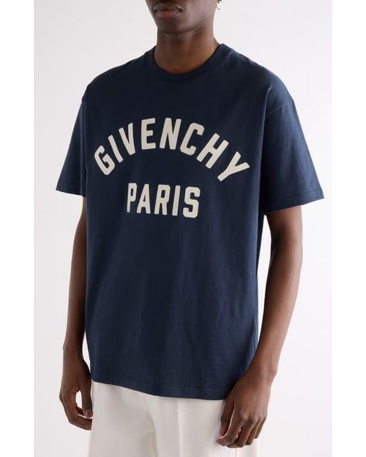 Givenchy Blue Regular Fit Logo Patch T-Shirt for men