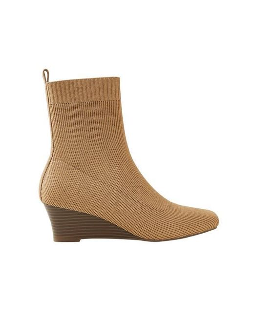 VIVAIA Brown Margot Wedge Bootie Square-Toe Water-Repellent Boots