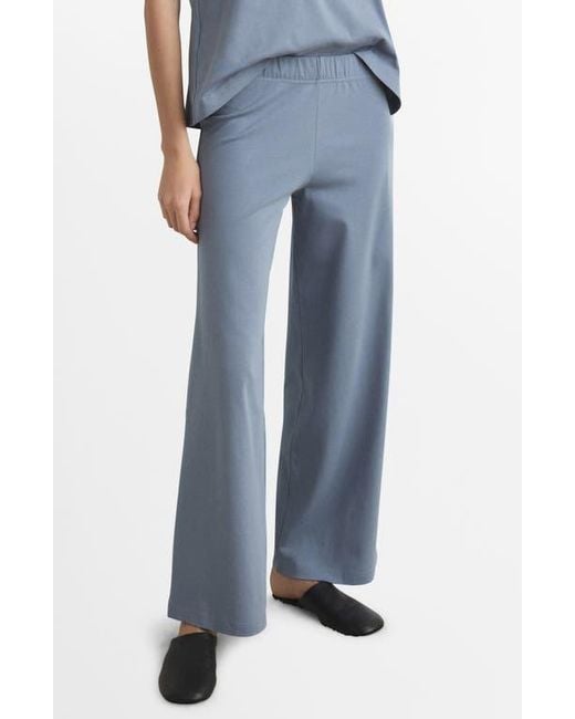 Mango Blue Solid Cotton Pajama Pants