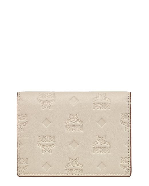 MCM Aren Flap Trifold Mini Wallet in Natural for Men