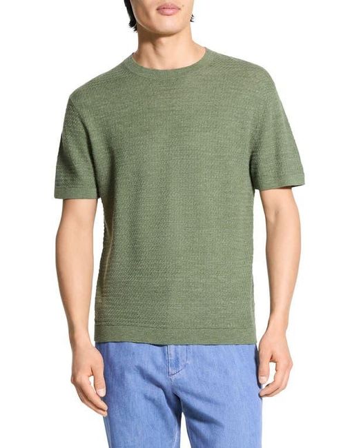 Theory Green Kolben Short Sleeve Linen & Cotton Blend Crewneck Sweater for men
