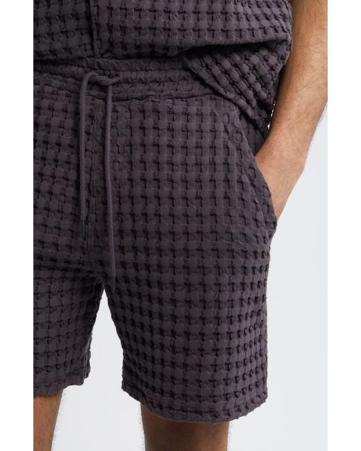Oas Porto Waffle Knit Drawstring Shorts in Black for Men