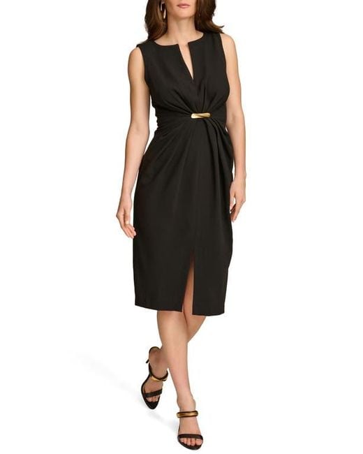 Donna Karan Black Caddy Crepe Midi Dress
