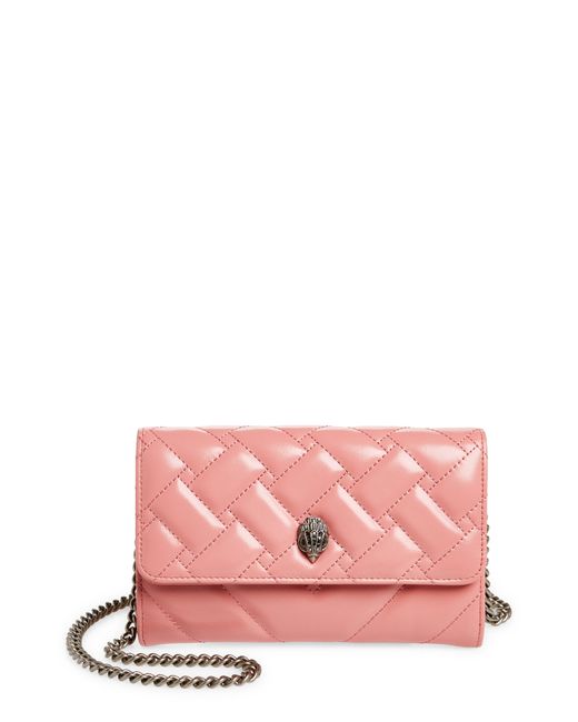 Kurt Geiger Pink Kensington Quilted Leather Wallet On A Chain