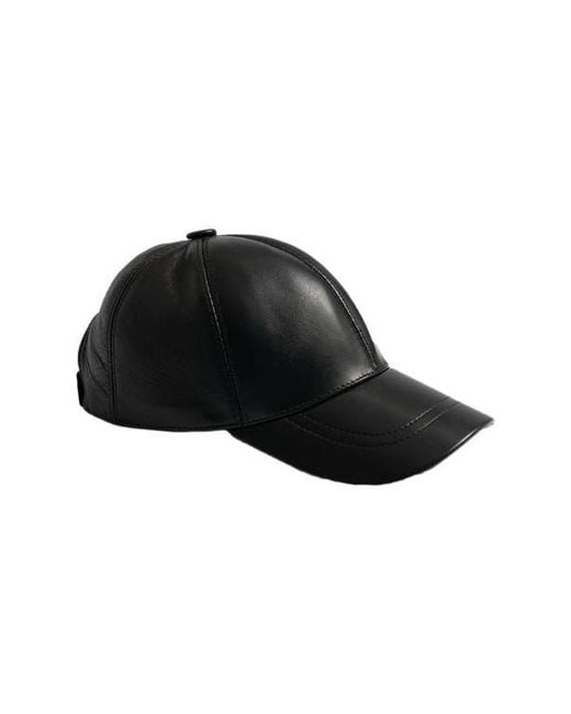 Saint + Sofia Black Avalon Leather Baseball Cap