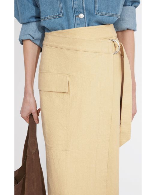 & Other Stories Natural & Belted Asymmetric Midi Skirt