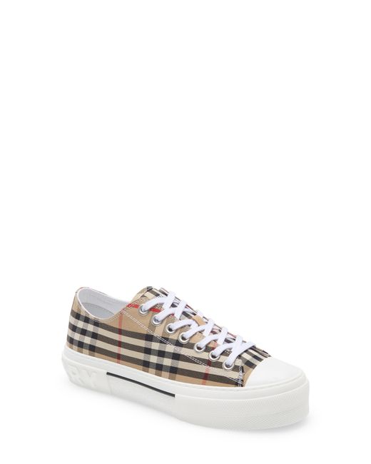 Burberry White Jack Check Low Top Sneaker for men