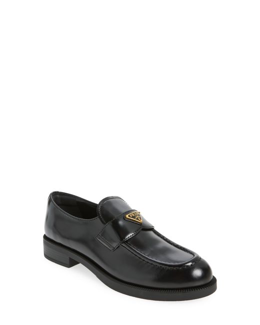 Prada Black Brushed Leather Loafer