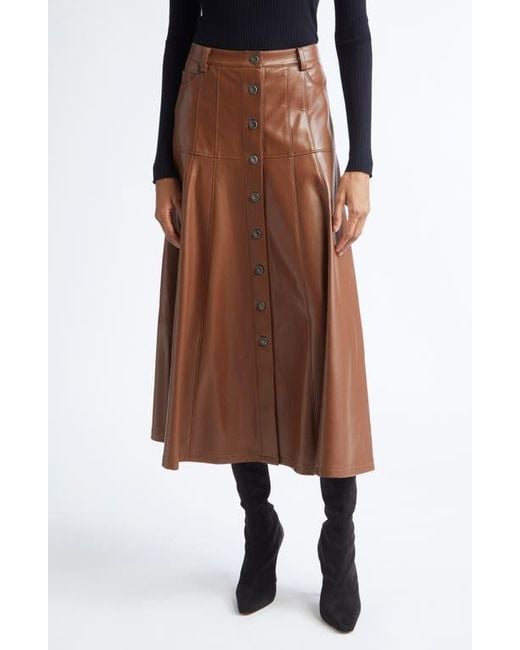 Cinq À Sept Brown Veena Faux Leather Skirt