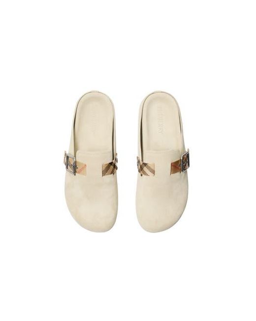 Burberry White Suede Urchin Clogs