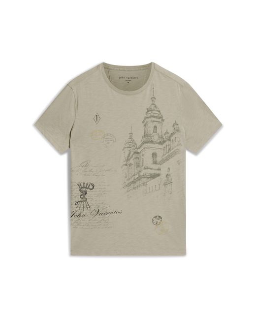 John Varvatos Gray Travelers Cotton Graphic T-shirt for men