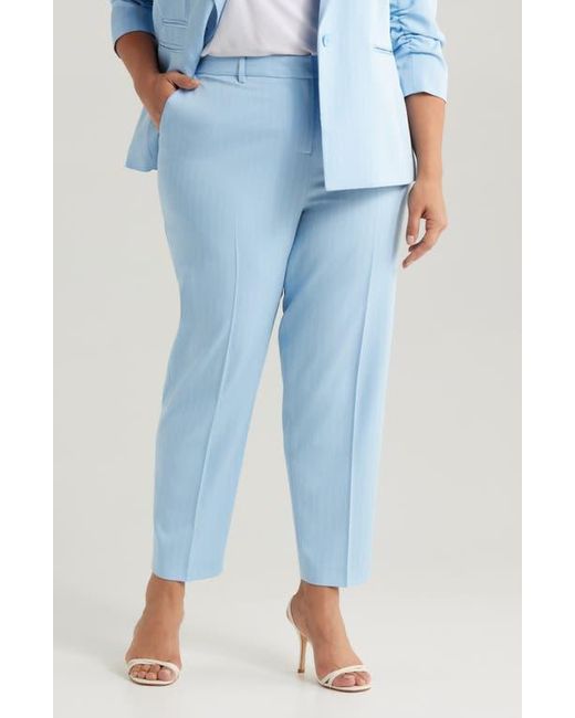 Tahari Blue Classic Pinstripe Straight Leg Pants