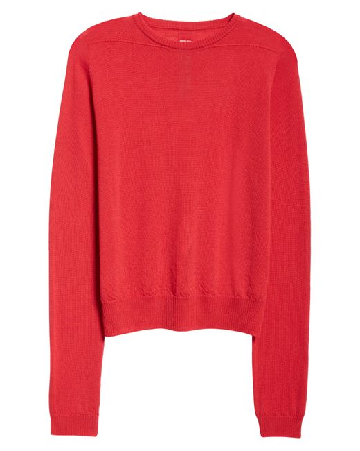 Rick Owens Red Virgin Wool Crewneck Sweater