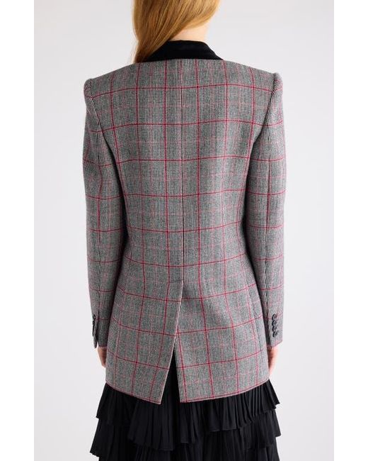 Chloé Gray Double Breasted Plaid Virgin Wool Blazer